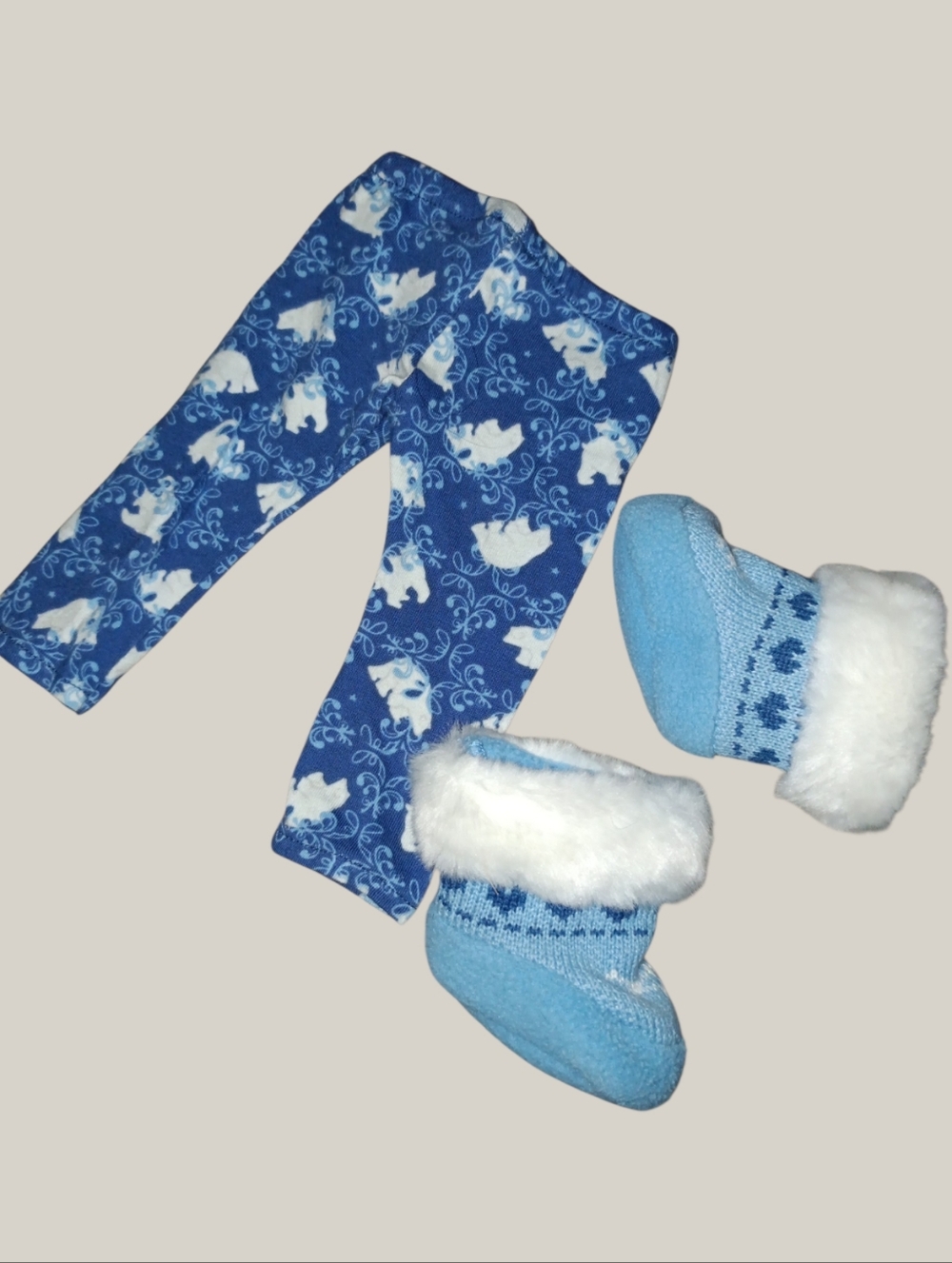 ʕ·ᴥ·ʔ American Girl 2013 Polar Bear Pajamas Frosty Blue PJ Pants & Shoes ONLY
